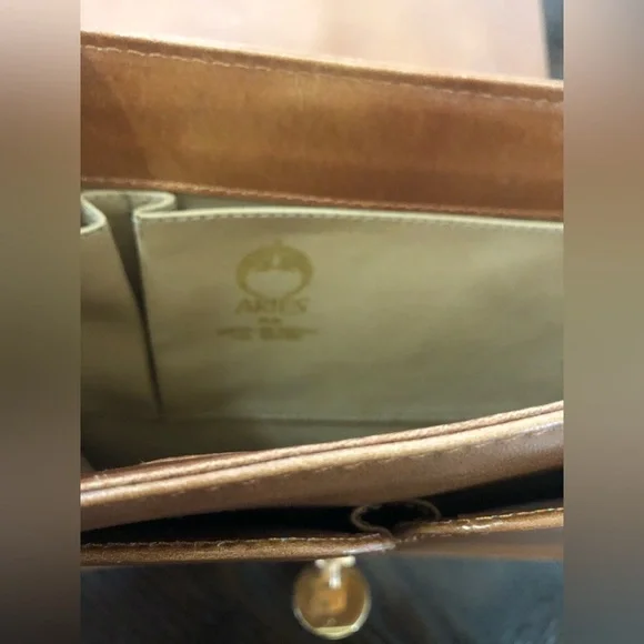 Vintage ARIES MEXICO Tan fine Leather Piel Bovino Bag boho chic classic crossbdy - Picture 11 of 16